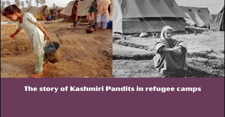 Kashmiri Pandits in Refugee Camps: police and officials interact, with scenes of unrest and investigation visible.