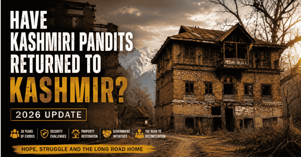 Have Kashmiri Pandits Returned to Kashmir? Abandoned traditional Kashmiri Pandit homes in the Kashmir Valley symbolise the community's displacement and the ongoing rehabilitation efforts in 2026.